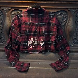 Sedusa Embroidered Cropped Plaid Women's Flannel